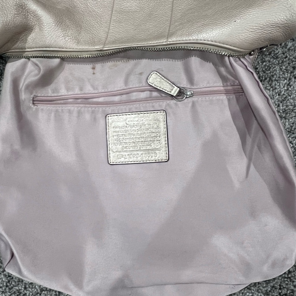 Coach Kristin Pebbled Leather Champagne Shoulder Bag Crossbody Hobo Zip Closure - Picture 15 of 15